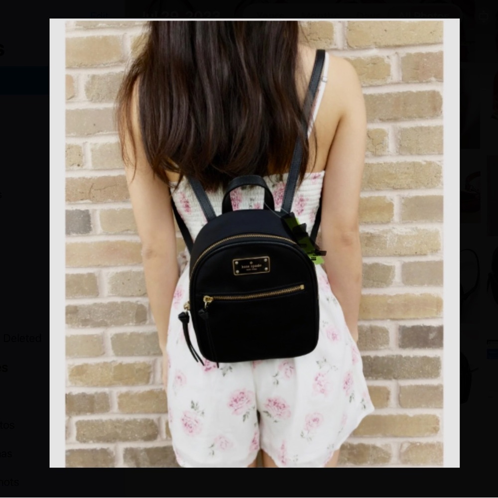 Kate Spade Small Bradley Backpack Black Nylon Zipper Adjustable Straps